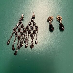 Black Chandelier and drop Earrings